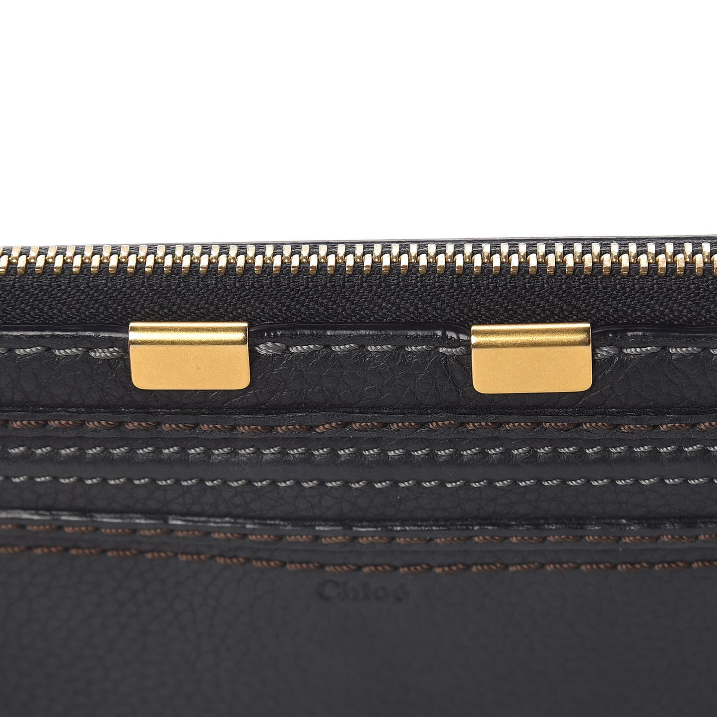 Grained Calfskin Marcie Long Zip Around Wallet Black