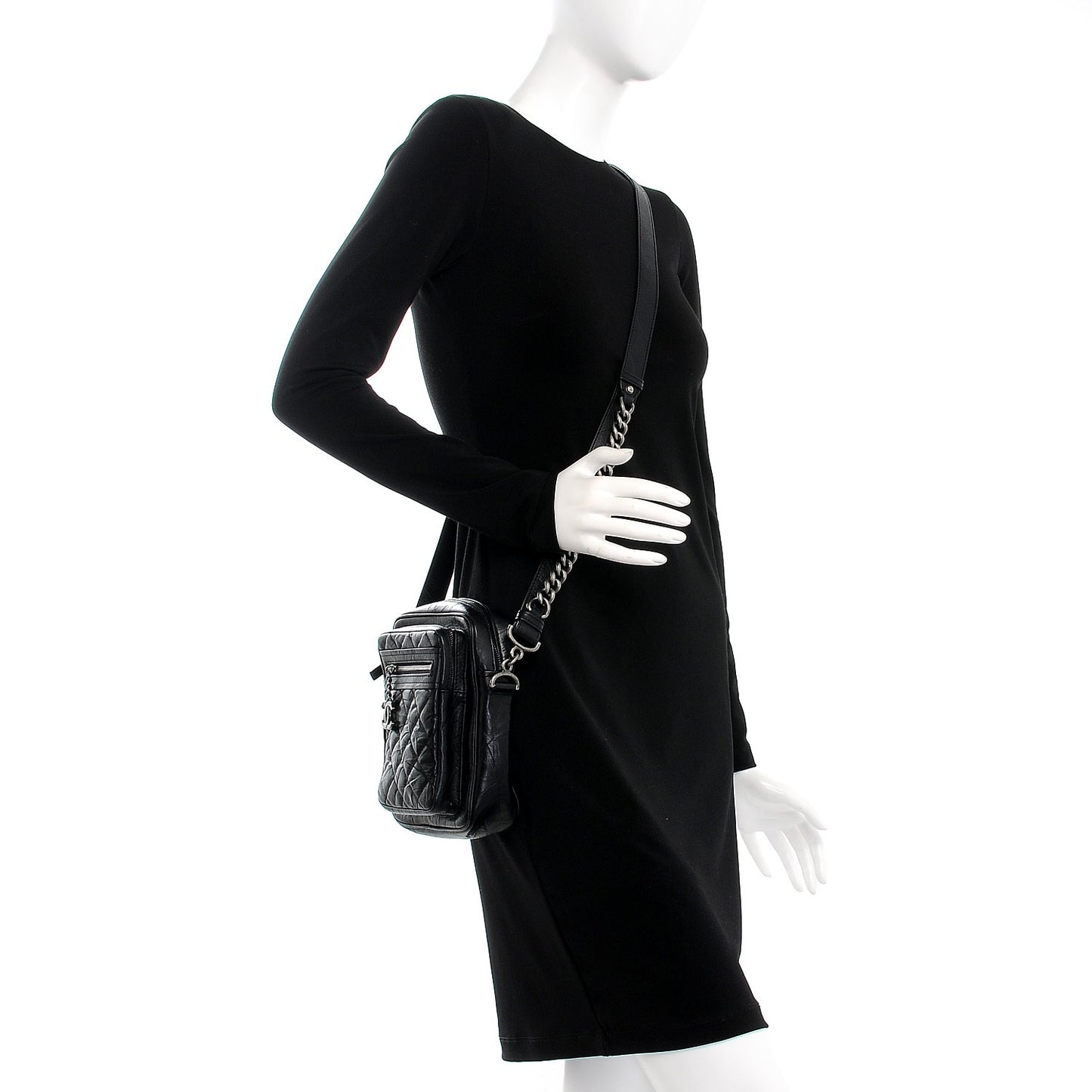 Crumpled Calfskin Camera Case Black