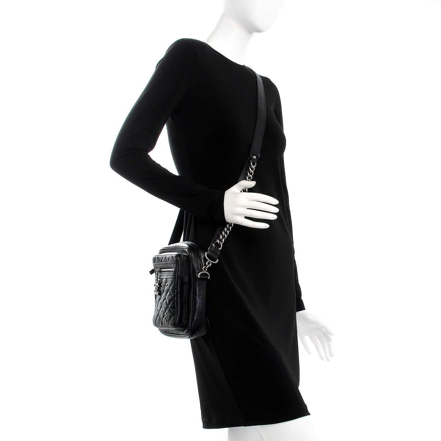 Chanel Crumpled Calfskin Camera Case Black 2 of 8