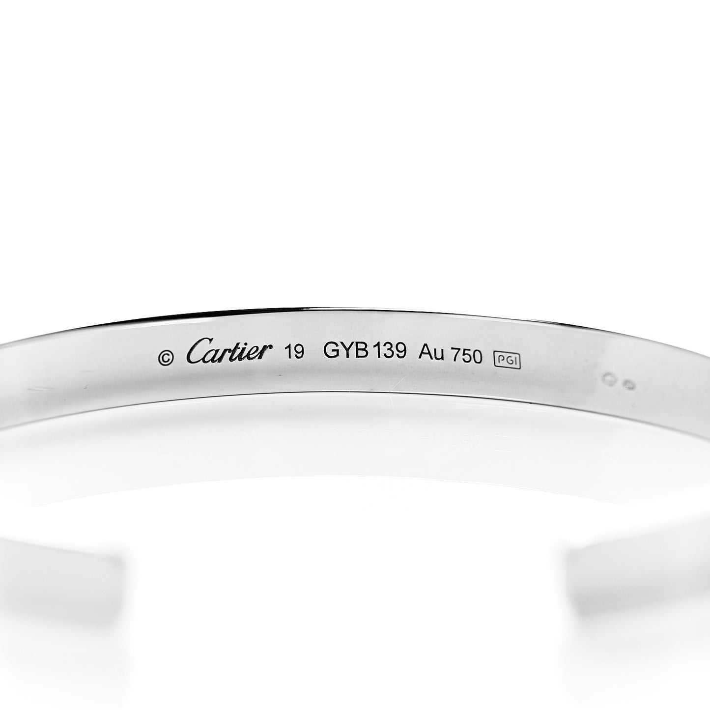 18K White Gold LOVE Cuff Bracelet 19