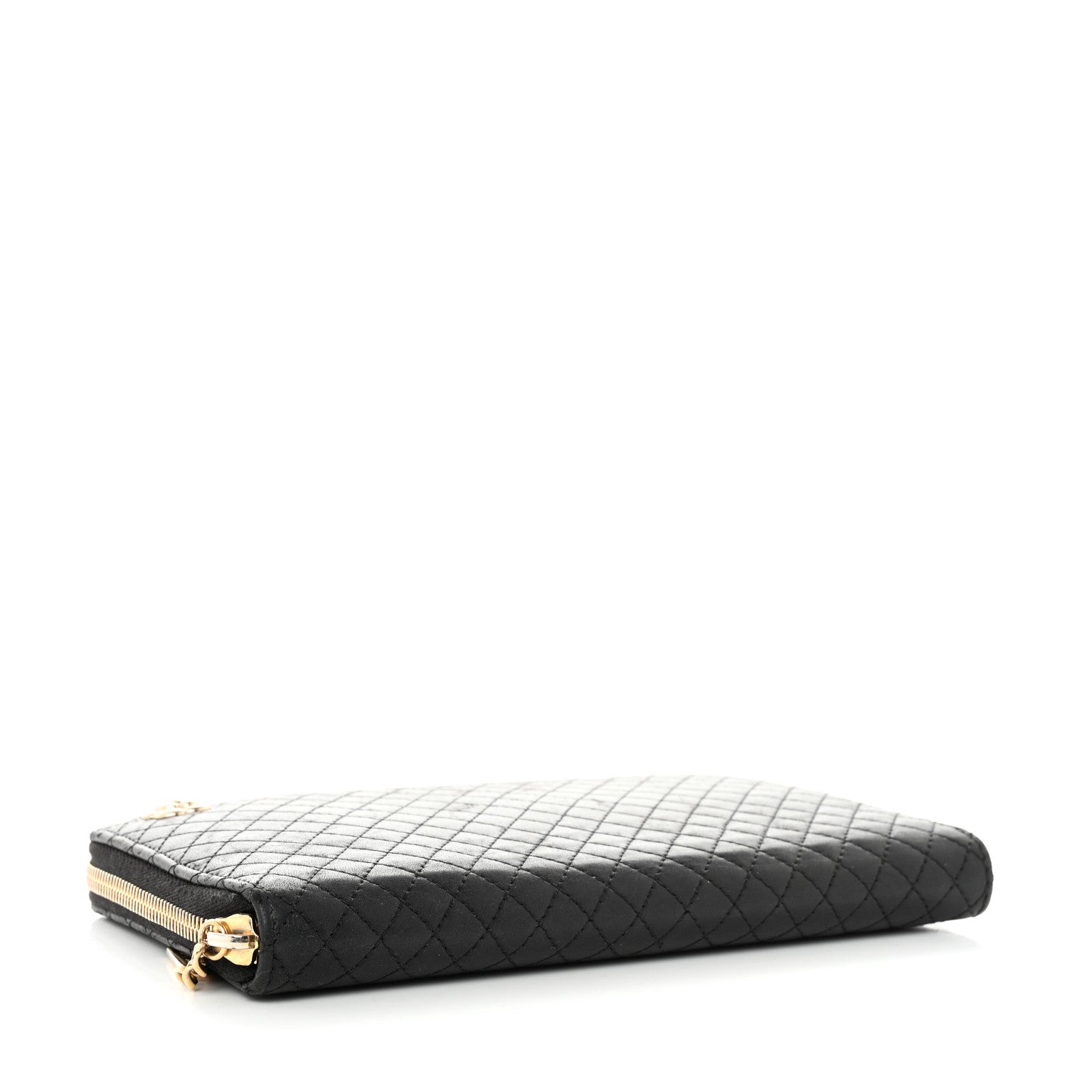 Chanel Lambskin Quilted Camellia Zip Around Organizer Wallet Black 3 of 10