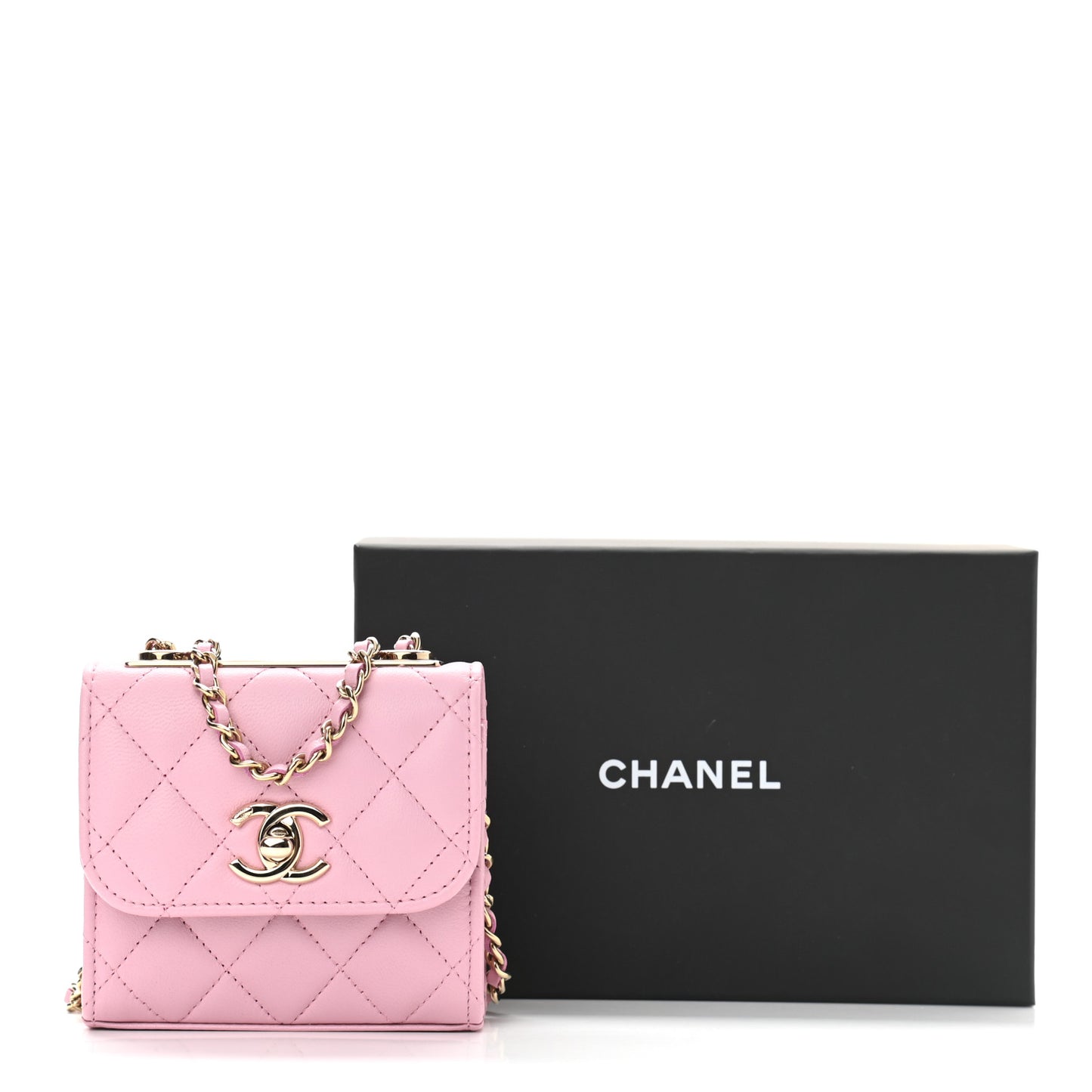 Lambskin Quilted Mini Trendy CC Clutch With Chain Pink