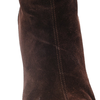 Gucci Suede Shearling Fur Microguccissima Courtney Tall Wedge Boots 36.5 Cocoa 7 of 13