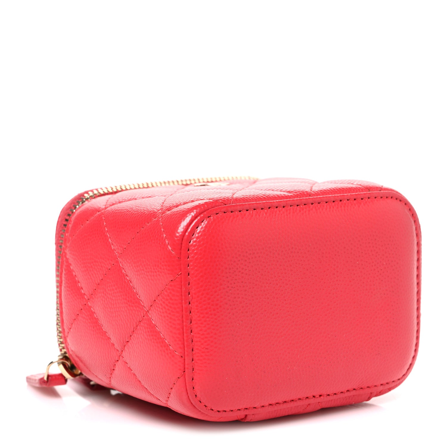 Chanel Caviar Quilted Mini Vanity Case With Chain Red 4 of 10