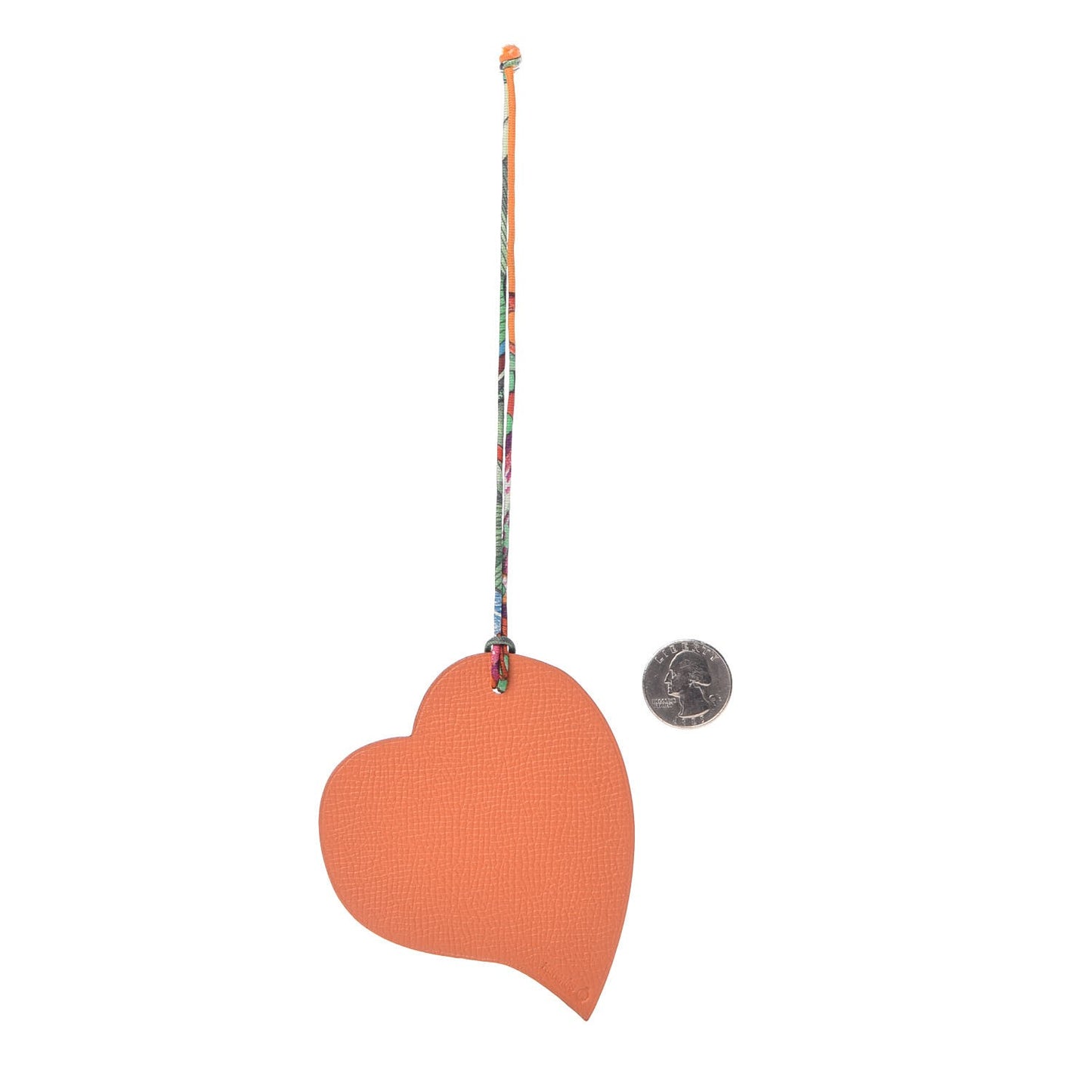 Togo Epsom Petit H Heart Bag Charm Rose Azalee Orange