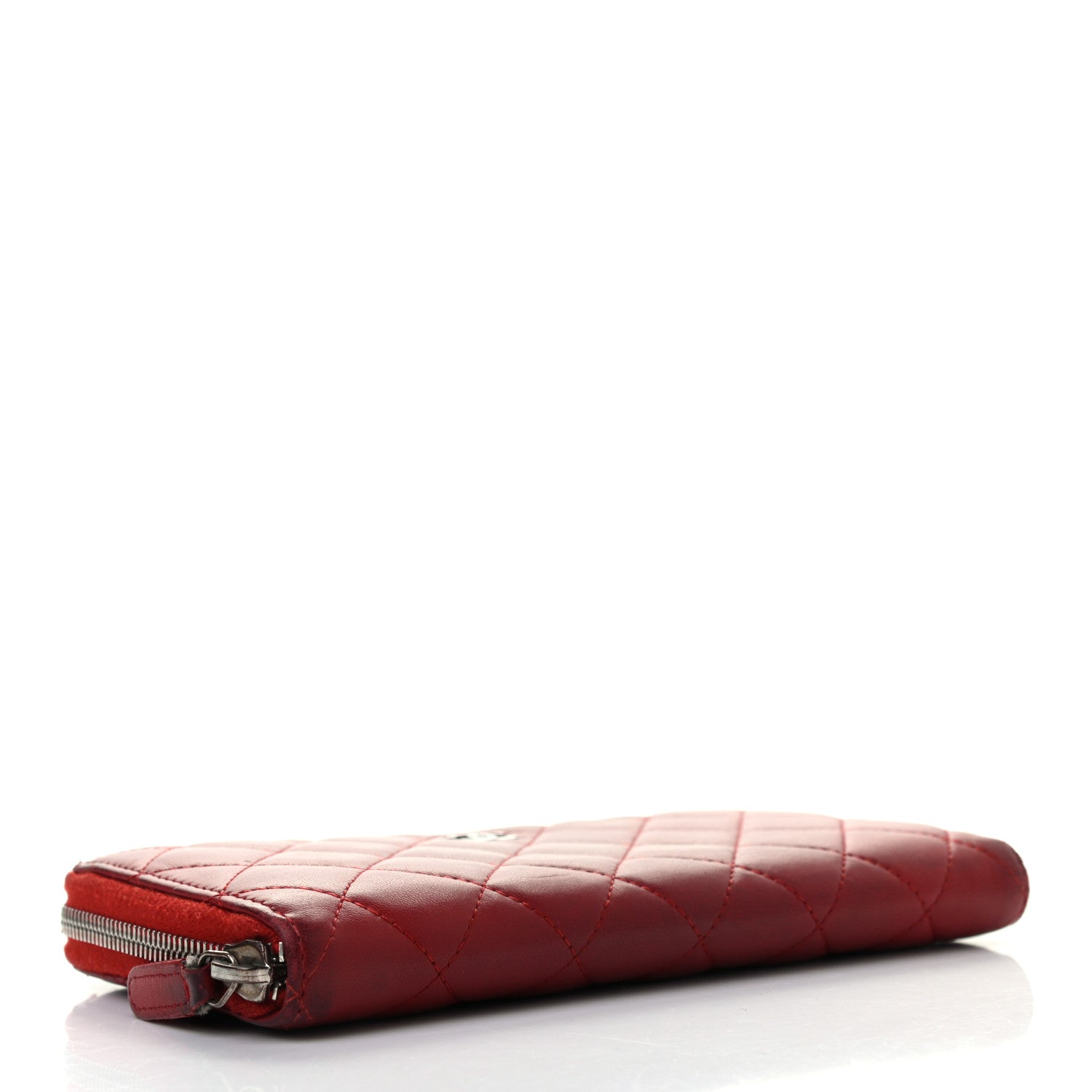 Chanel Lambskin Quilted Large Gusset Zip Around Wallet Red 4 of 8