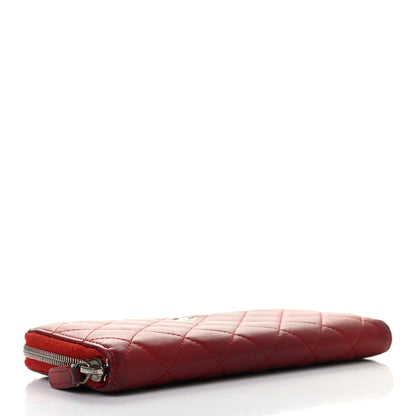 Chanel Lambskin Quilted Large Gusset Zip Around Wallet Red 4 of 8