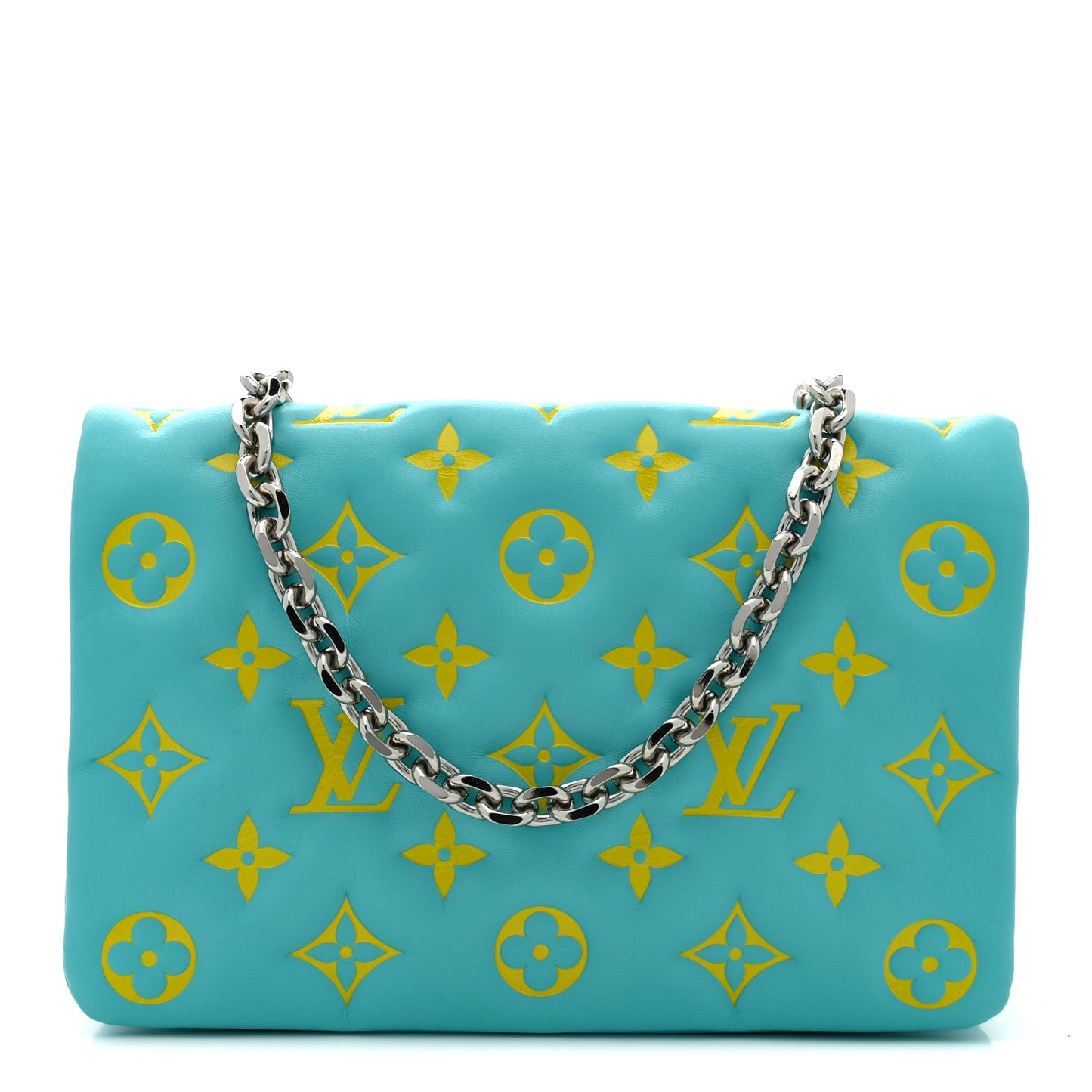 Lambskin Embossed Monogram Vuittamins Pochette Coussin Menthe Jaune