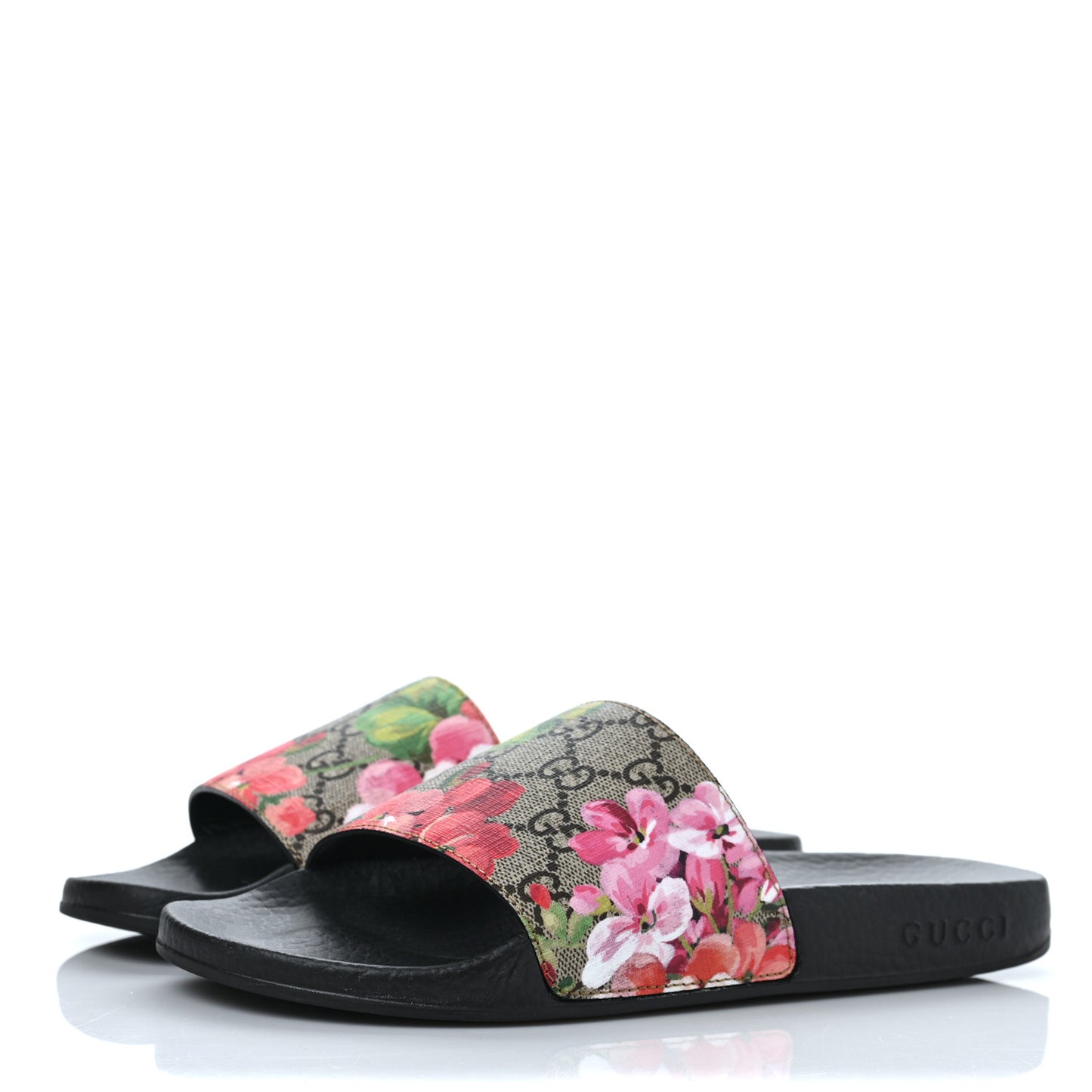 GG Supreme Monogram Blooms Slide Sandals 38 Beige Multicolor