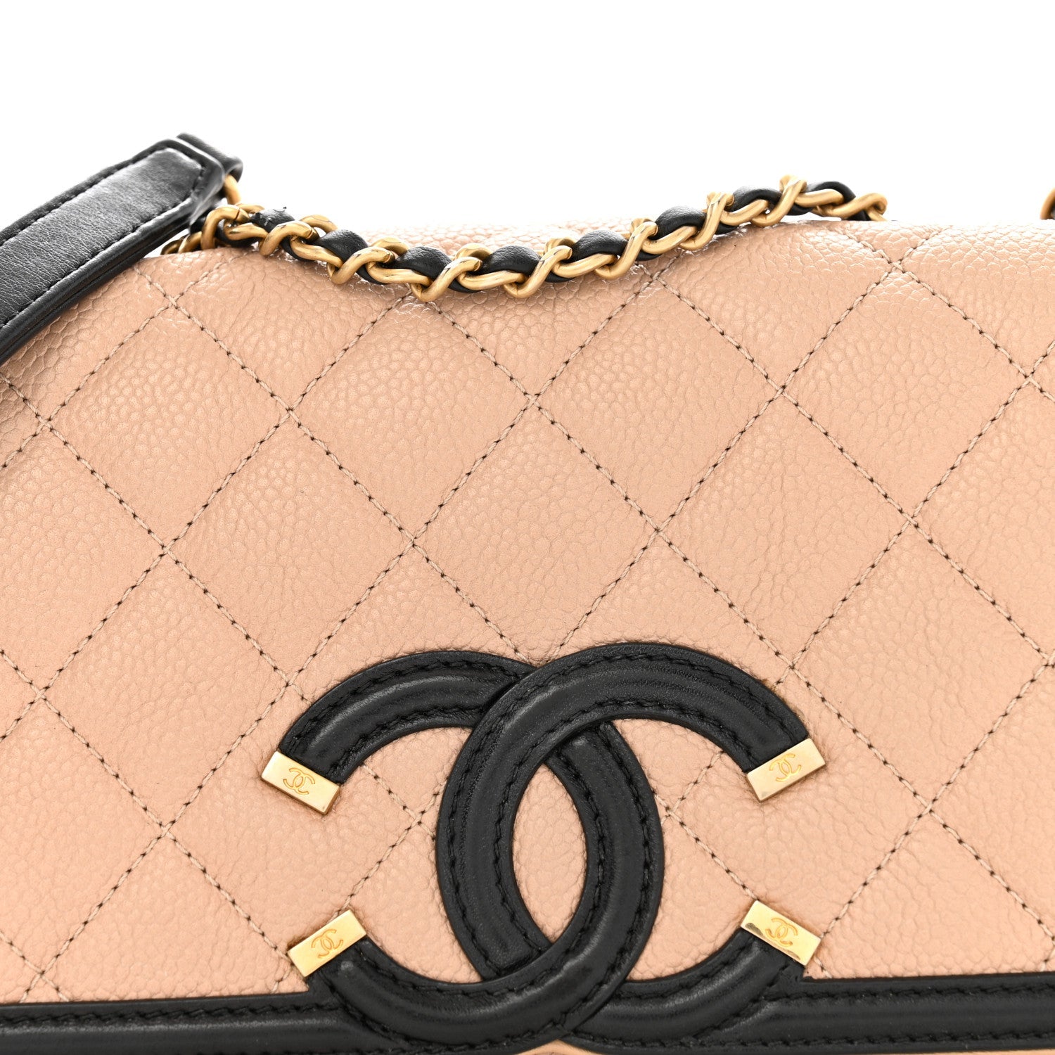 Chanel Caviar Quilted Small CC Filigree Flap Beige Black 8 of 15