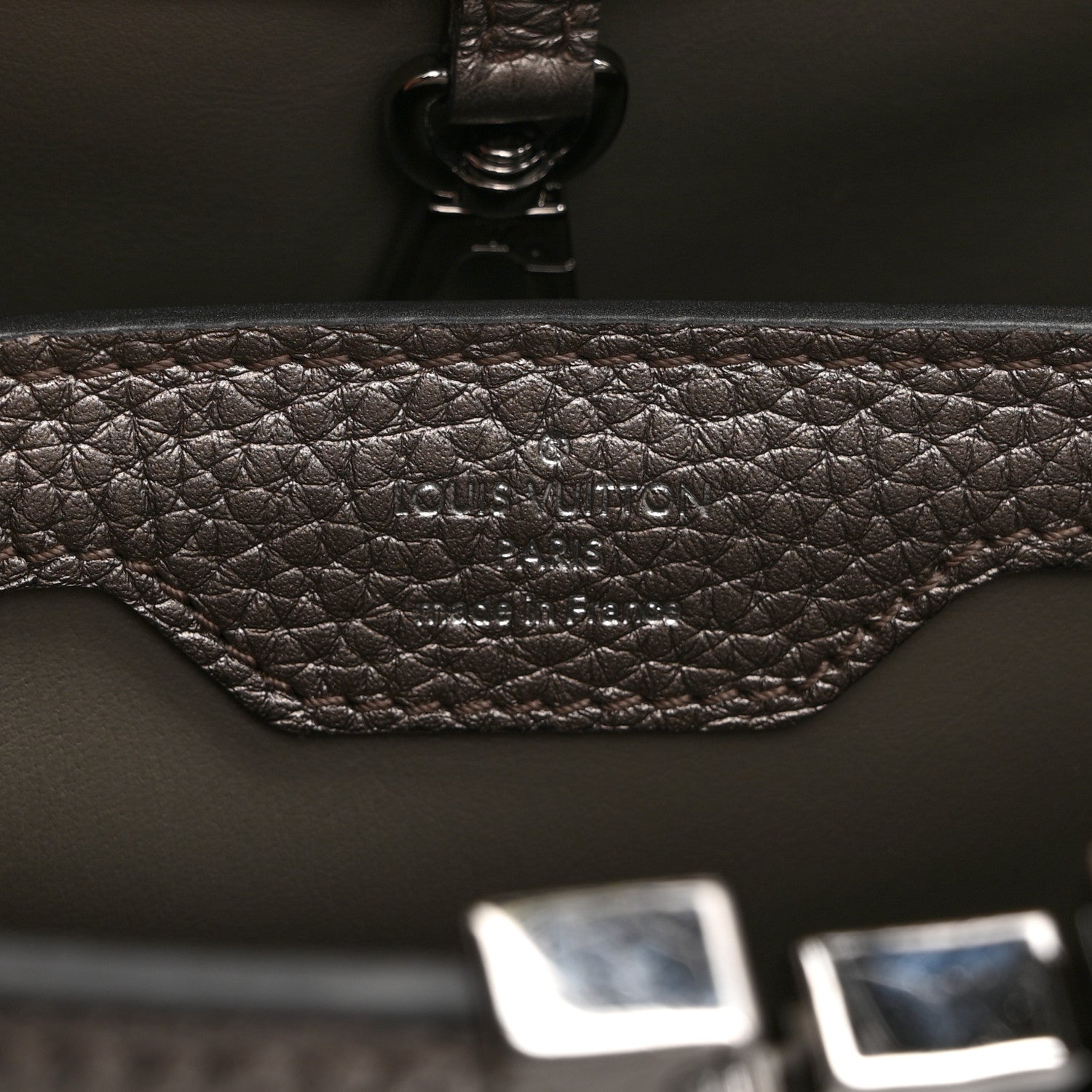 Louis Vuitton Metallic Calfskin Capucines BB Etain 6 of 9