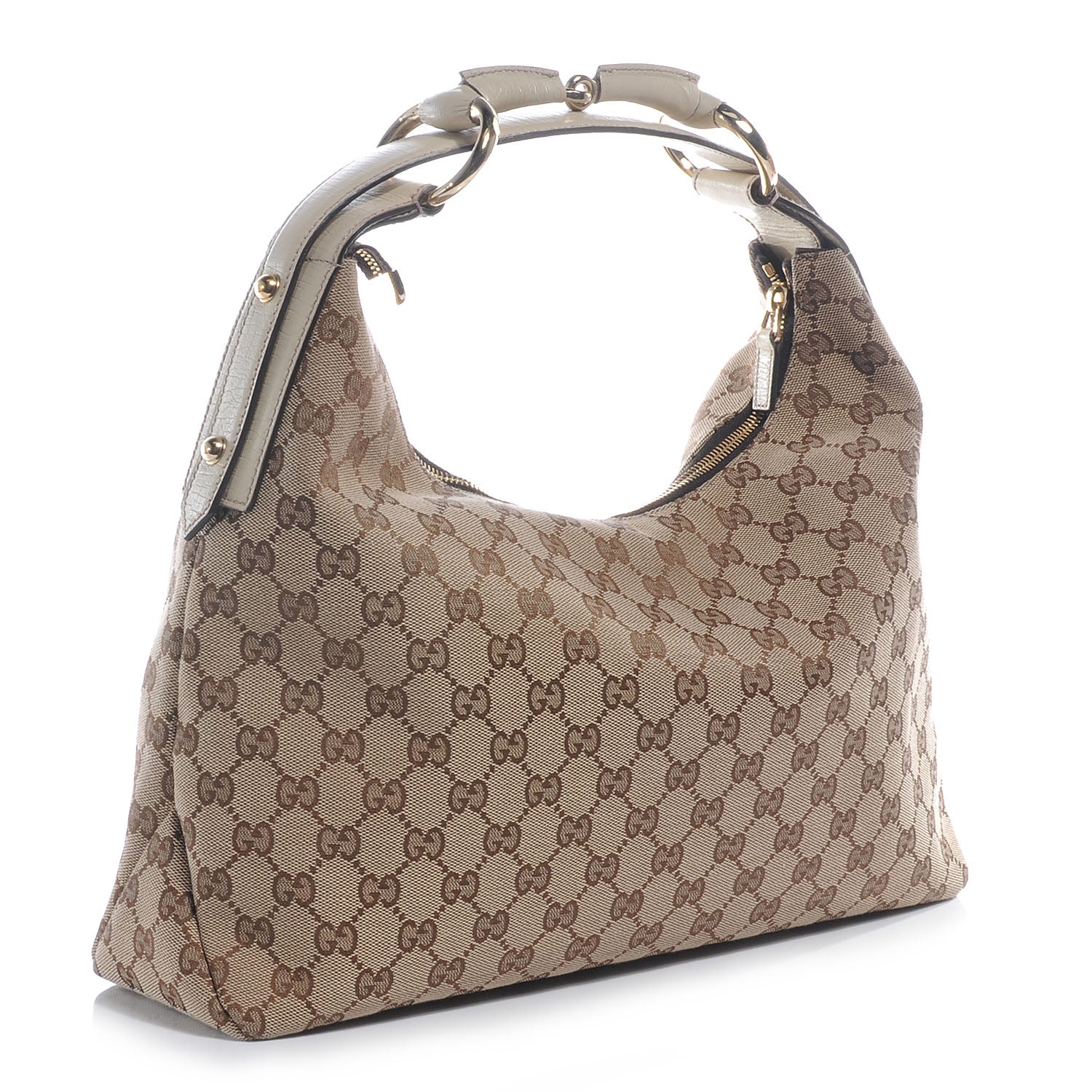 Gucci Monogram Medium Horsebit Chain Hobo Off White 3 of 9