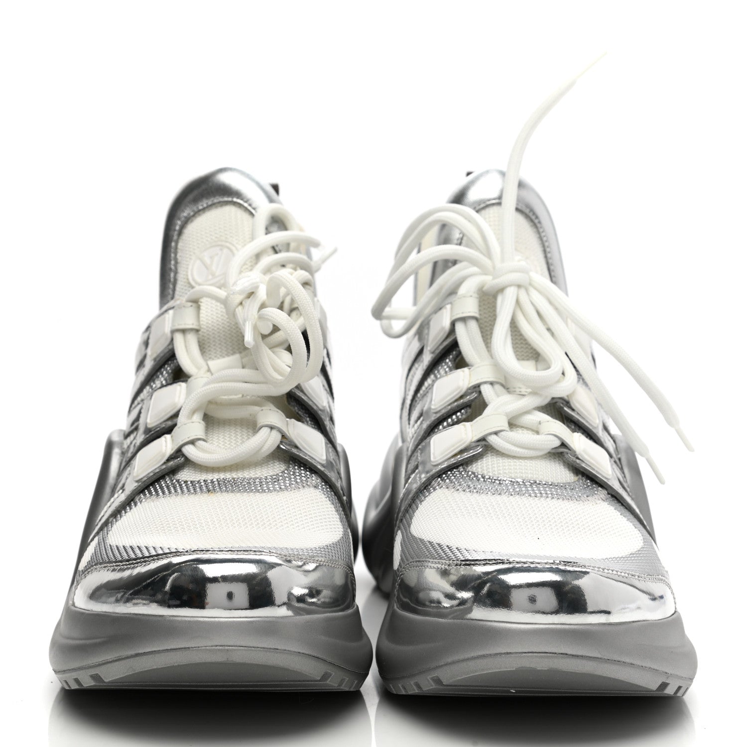Louis Vuitton Metallic Calfskin Technical Nylon LV Archlight Sneakers 41 White Silver 2 of 10