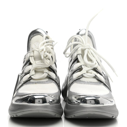 Louis Vuitton Metallic Calfskin Technical Nylon LV Archlight Sneakers 41 White Silver 2 of 10