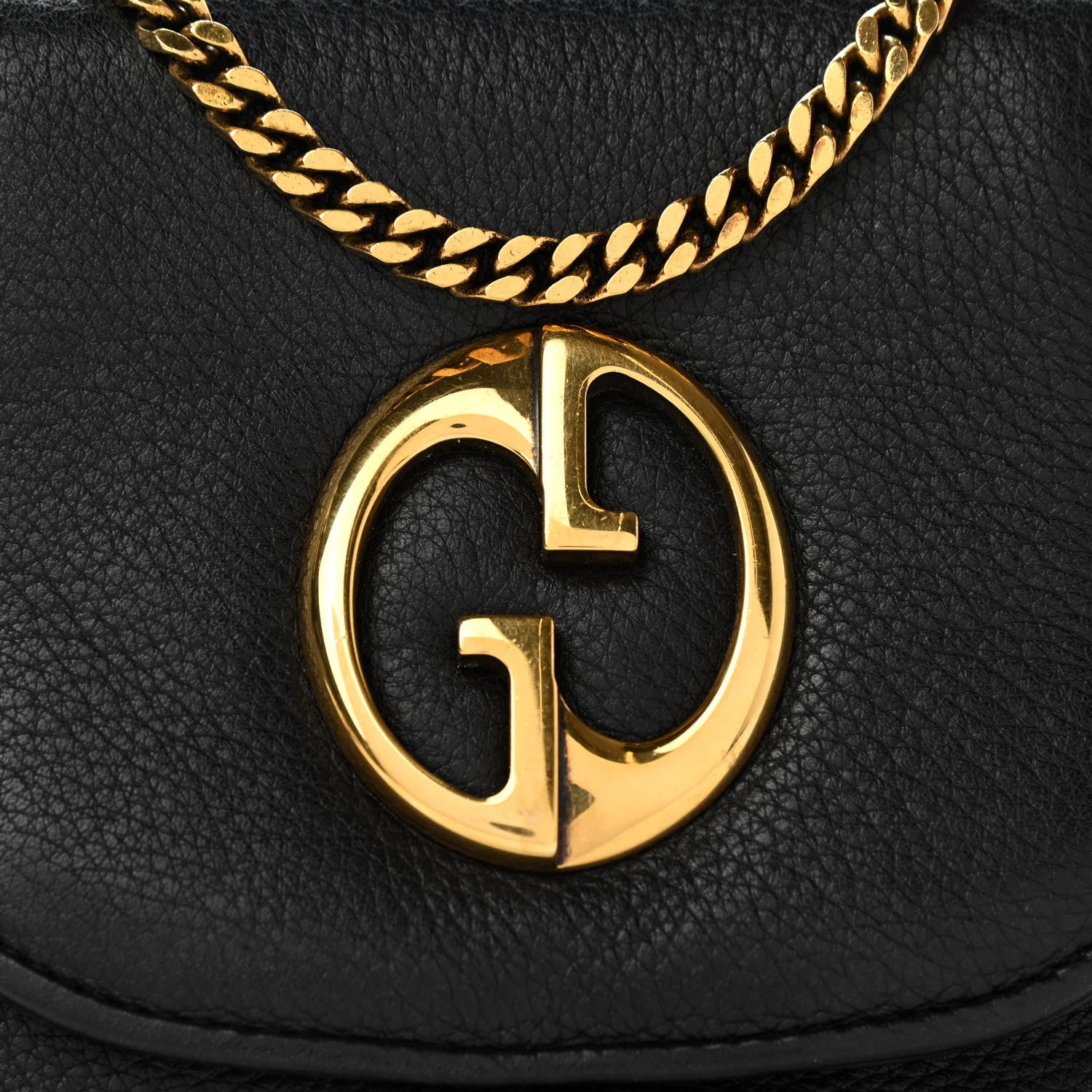 Gucci Pebbled Calfskin Small 1973 Chain Shoulder Bag Black 3 of 10