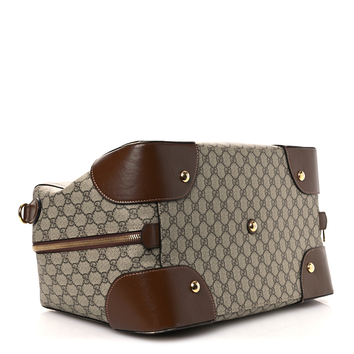 Gucci GG Supreme Monogram Azalea Calfskin Retro Interlocking G Duffle Bag Beige Ebony Brown Sugar 3 of 13