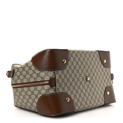 Gucci GG Supreme Monogram Azalea Calfskin Retro Interlocking G Duffle Bag Beige Ebony Brown Sugar 3 of 13