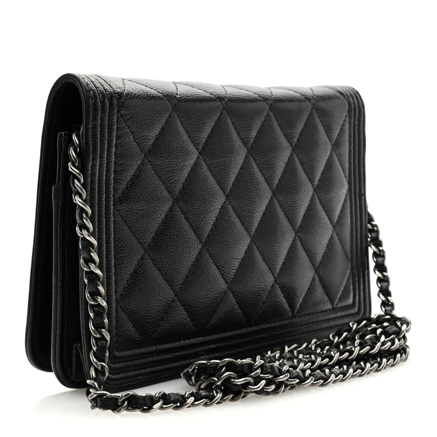 Chanel Caviar Quilted Boy Wallet On Chain WOC Black 3 of 9