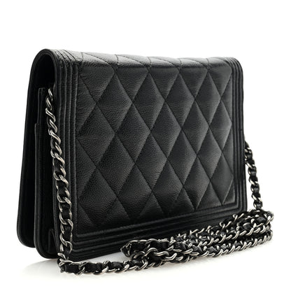 Chanel Caviar Quilted Boy Wallet On Chain WOC Black 3 of 9