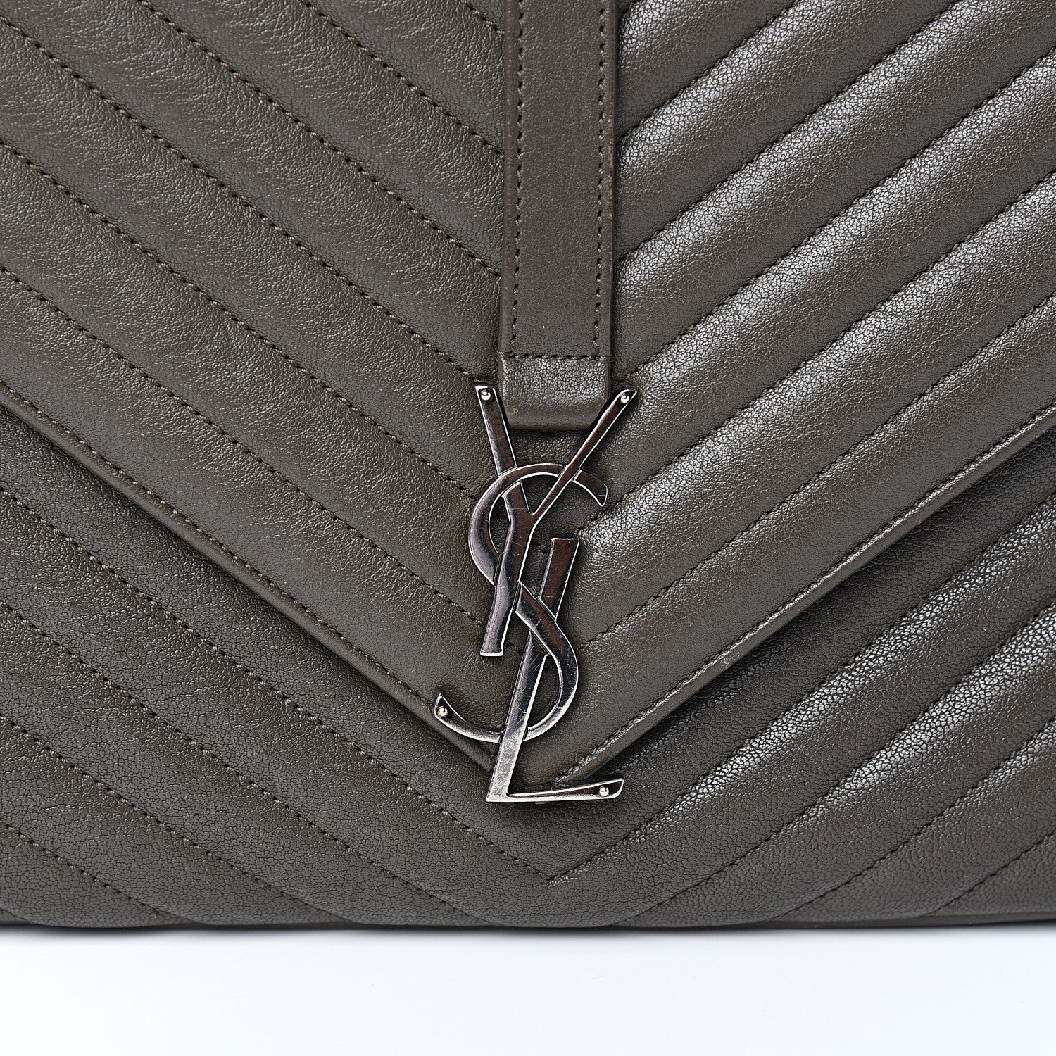 Saint Laurent Sheepskin Matelasse Chevron Monogram Large College Satchel Dark Anthracite 11 of 12