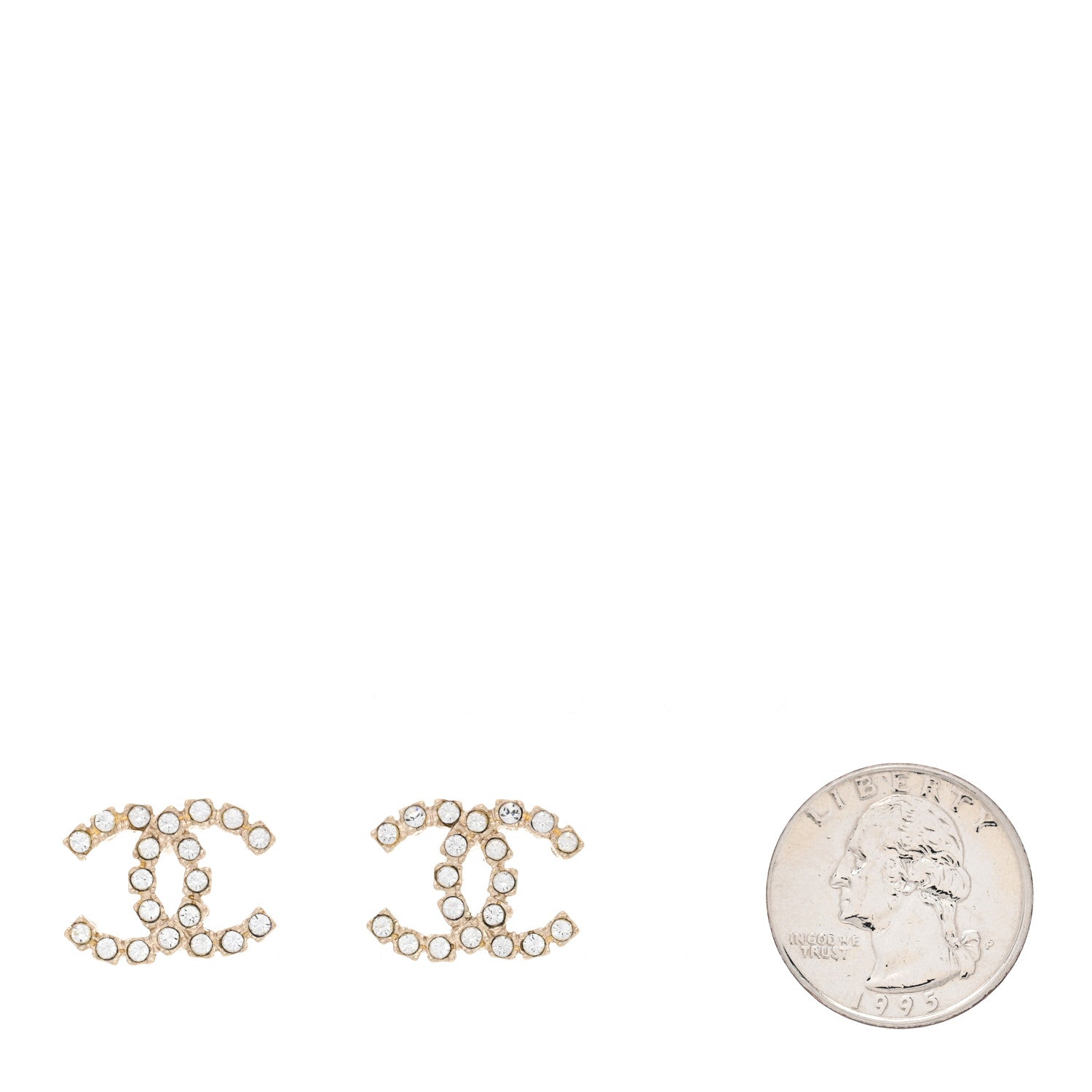 Chanel Crystal Coco's Pearls CC Earrings Light Gold 2 of 5