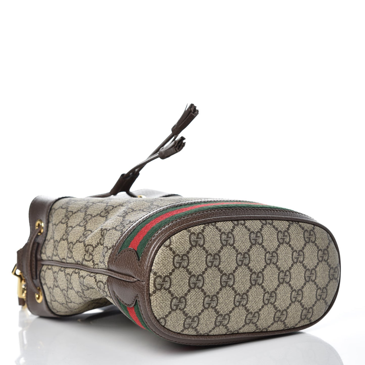 GG Supreme Monogram Web Small Ophidia Bucket Bag Brown
