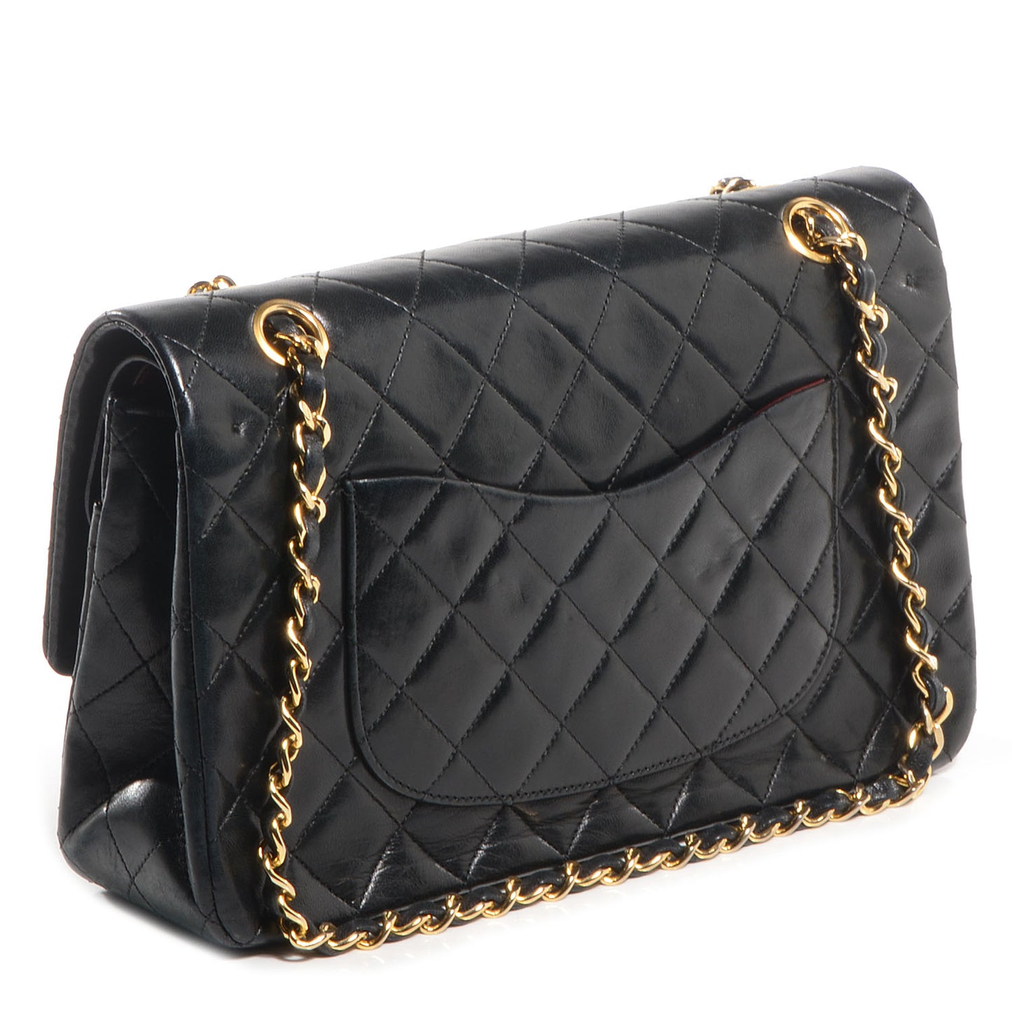 Lambskin Medium Double Flap Black
