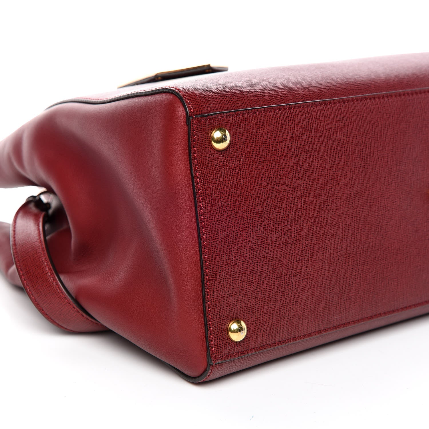 Fendi Vitello Elite Regular 2Jours Tote Rosso Scuro Ciliegia 5 of 9