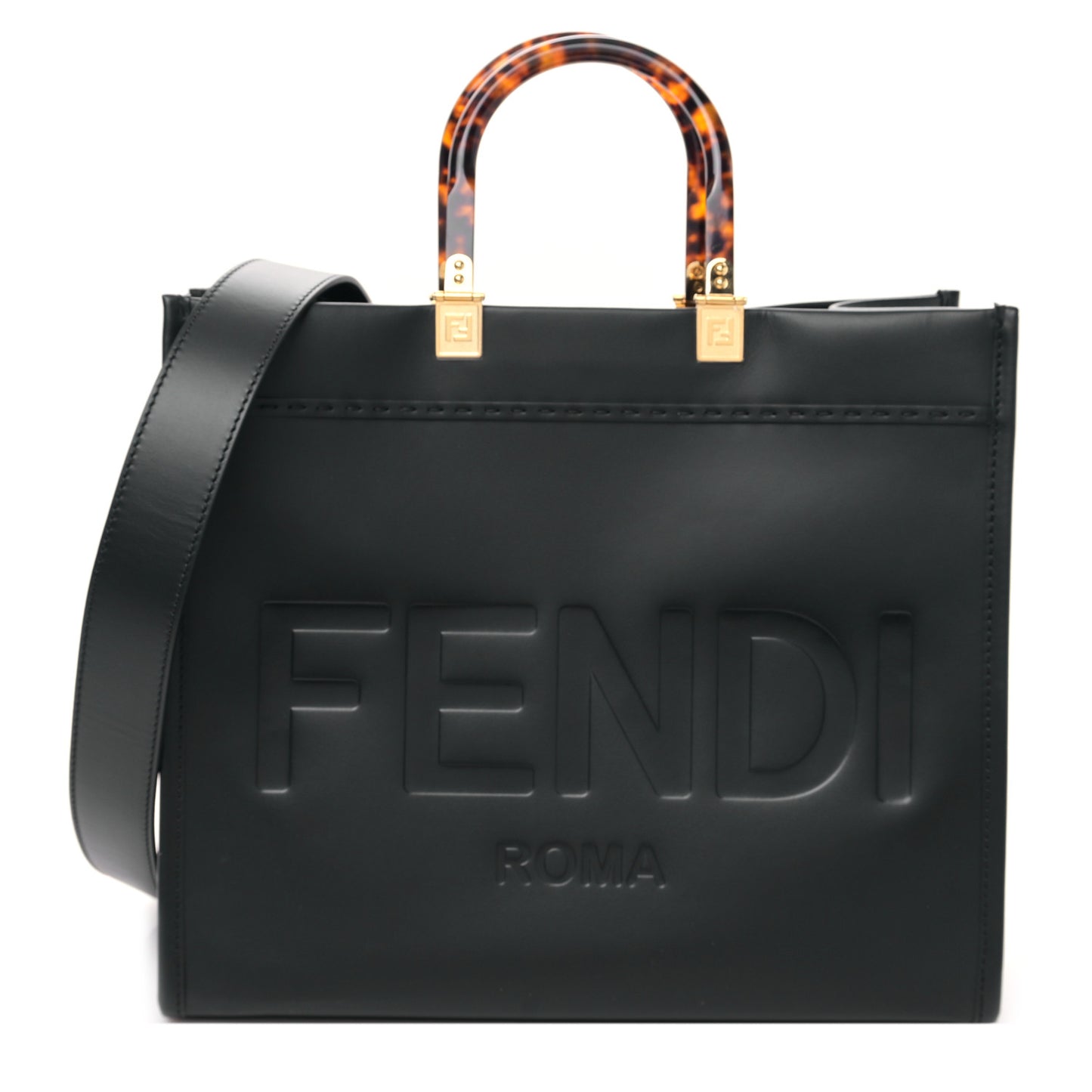 Vitello King Plexiglass Medium Fendi Sunshine Shopper Tote Black