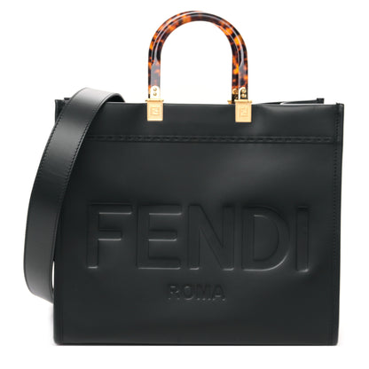 Fendi Vitello King Plexiglass Medium Fendi Sunshine Shopper Tote Black 1 of 8