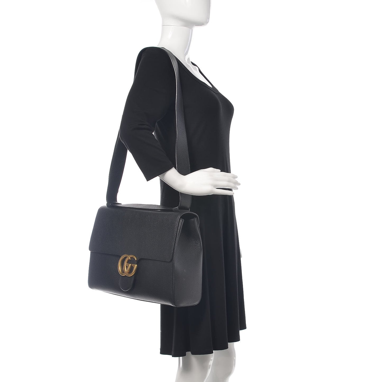 Calfskin GG Marmont Messenger Bag Black