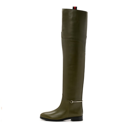 Gucci Marot Lux Slim Horsebit Over The Knee 38 Luscious Green 1 of 10
