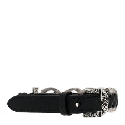 Gucci Sterling Silver Calfskin Logo Bracelet Black 2 of 5