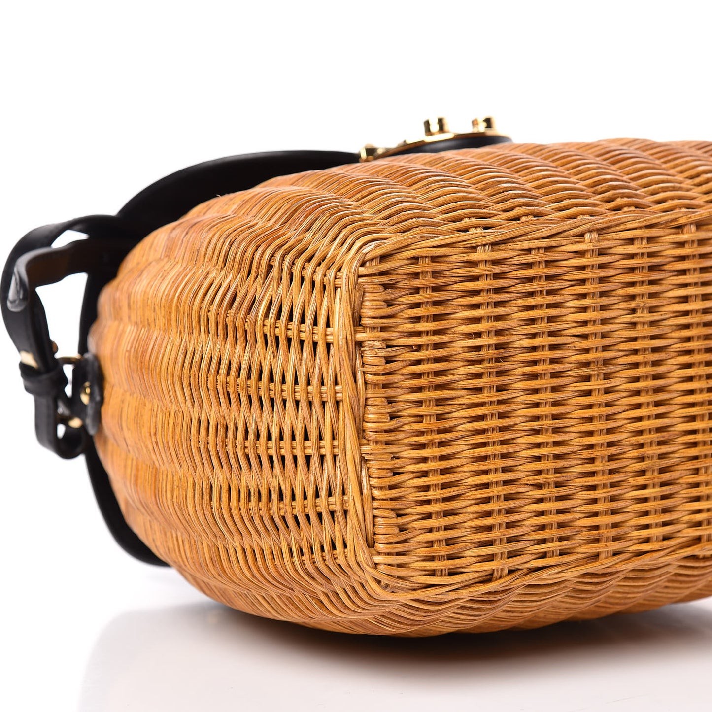 City Calfskin Wicker Midollino Bag Black