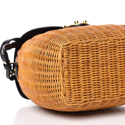 Miu Miu City Calfskin Wicker Midollino Bag Black 5 of 13