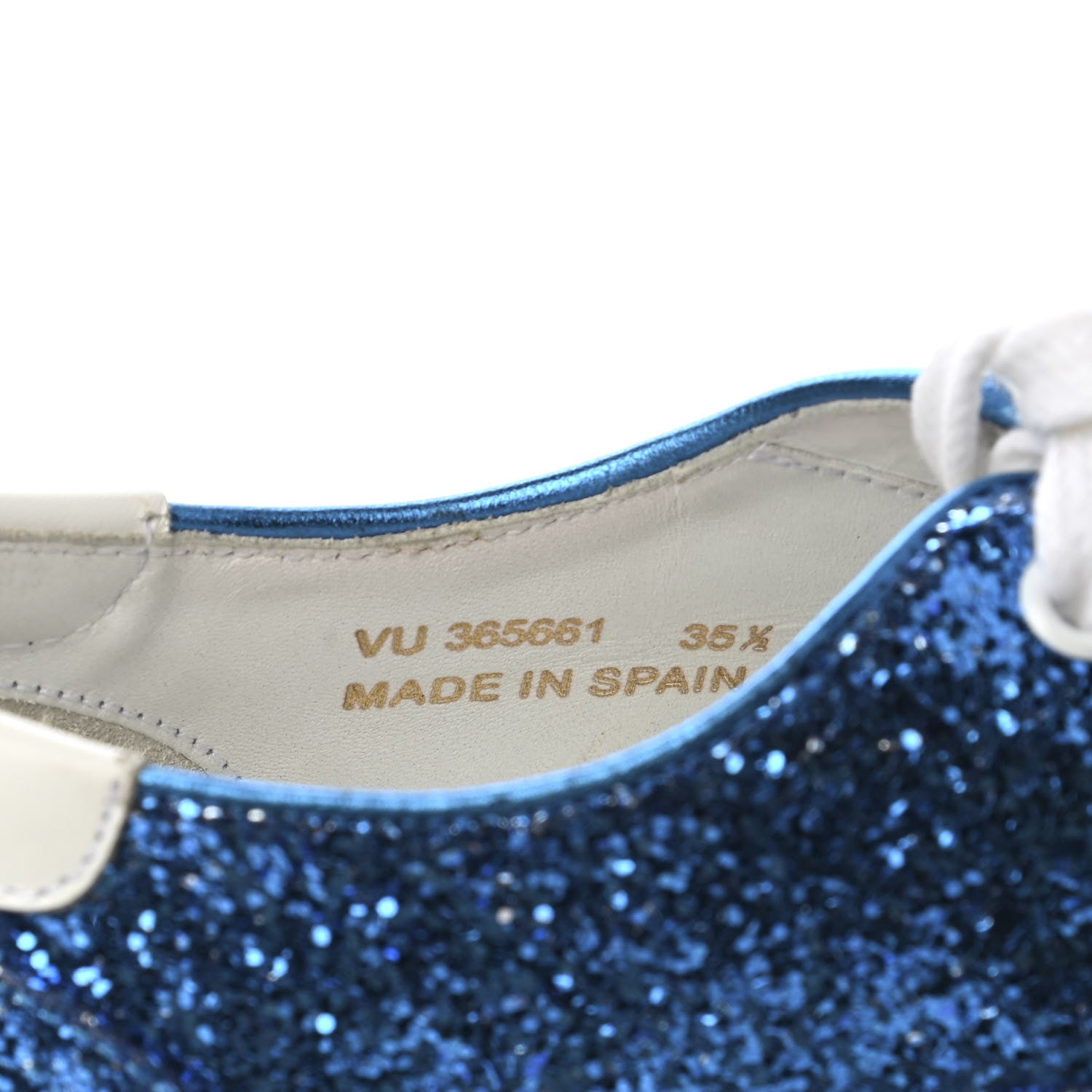 Saint Laurent Calfskin Crystal Glitter Venice Low Top Sneakers 35.5 Blue 5 of 9