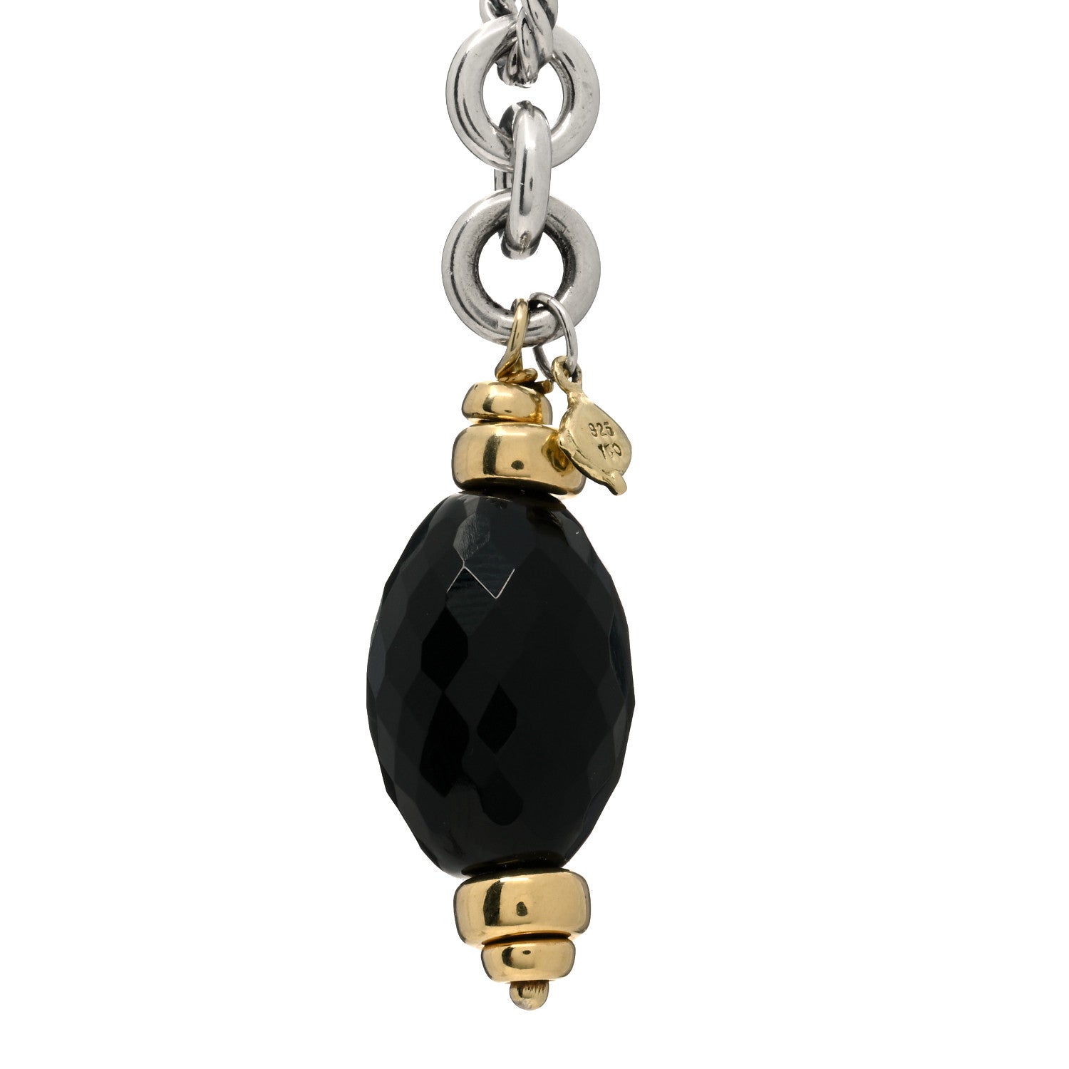 David Yurman Sterling Silver 18K Yellow Gold Black Onyx Figaro Chain Wrap Necklace 3 of 3