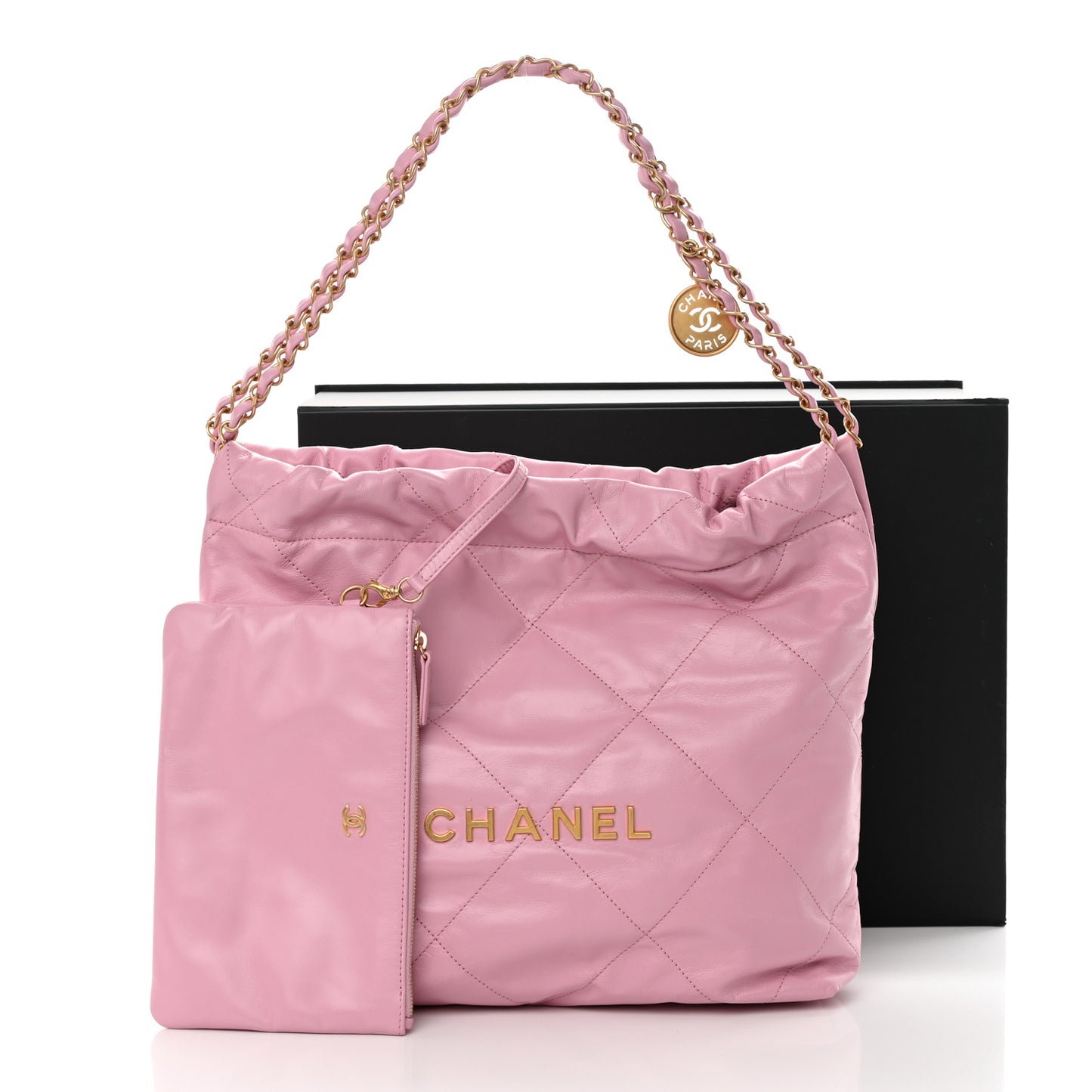 Shiny Calfskin Quilted Small Chanel 22 Pink