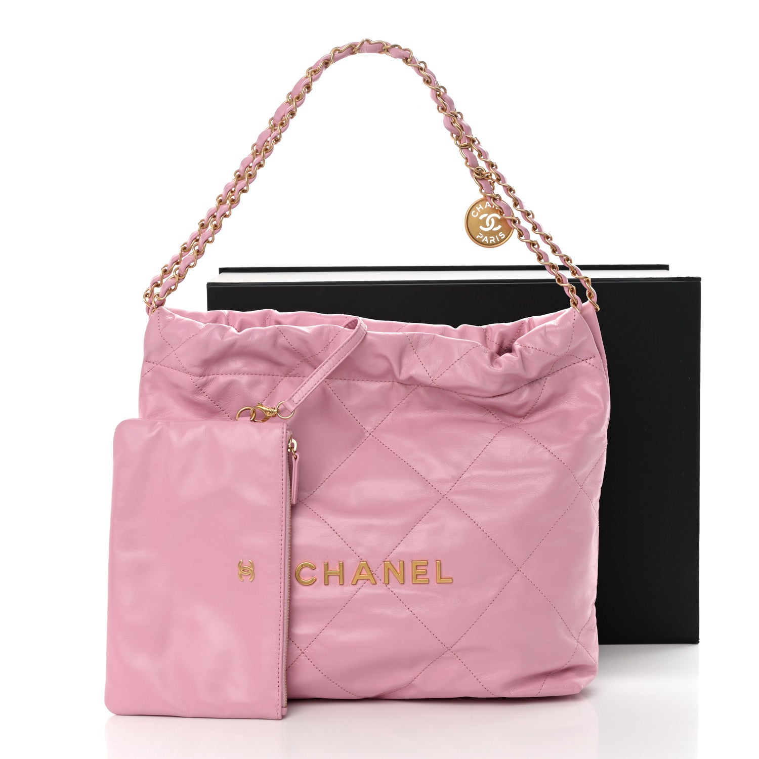 Chanel Shiny Calfskin Quilted Small Chanel 22 Pink 12 of 12