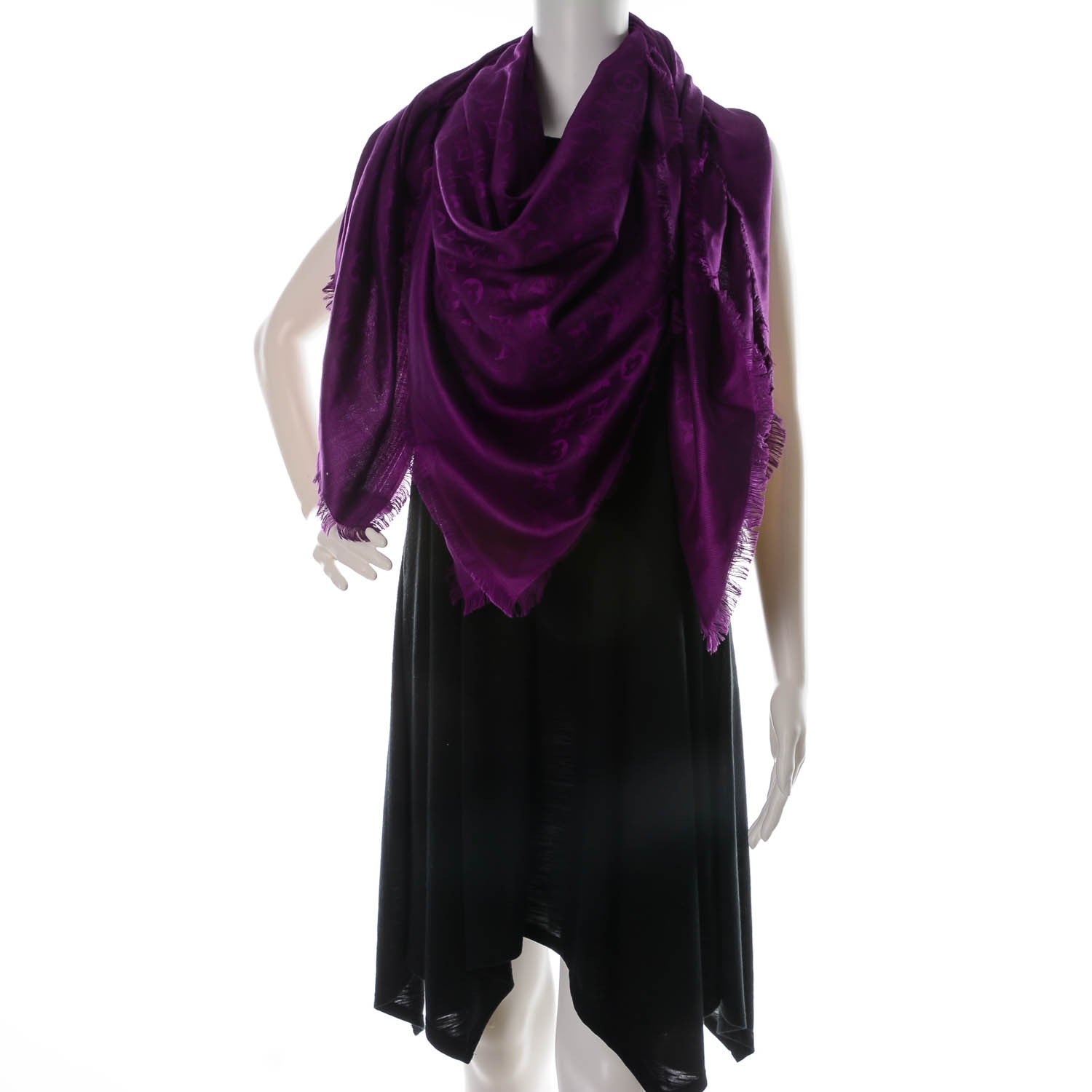 Louis Vuitton Silk Wool Monogram Voile Shawl Cassis 2 of 5