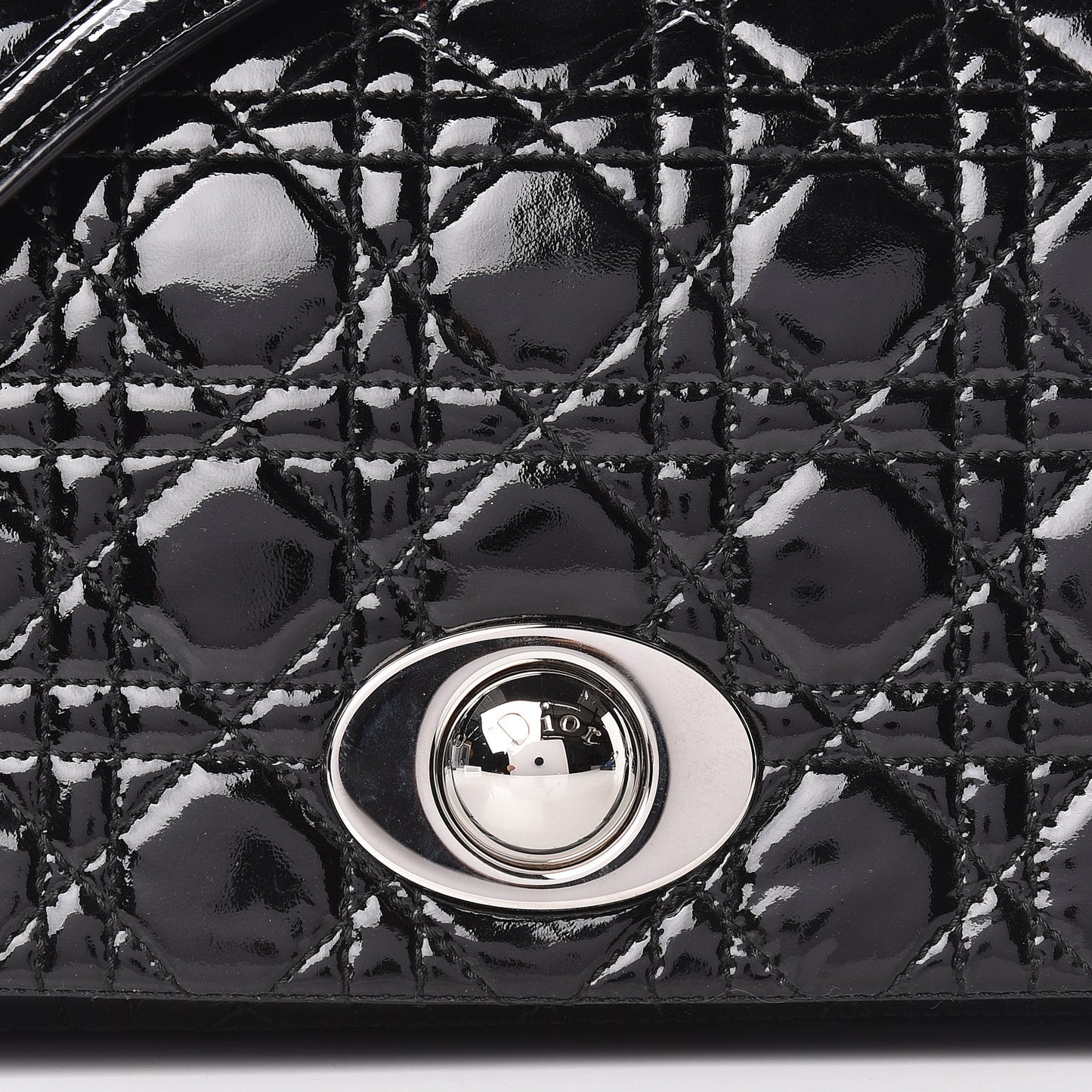 Patent Lambskin Cannage Rendezvous Flap Black