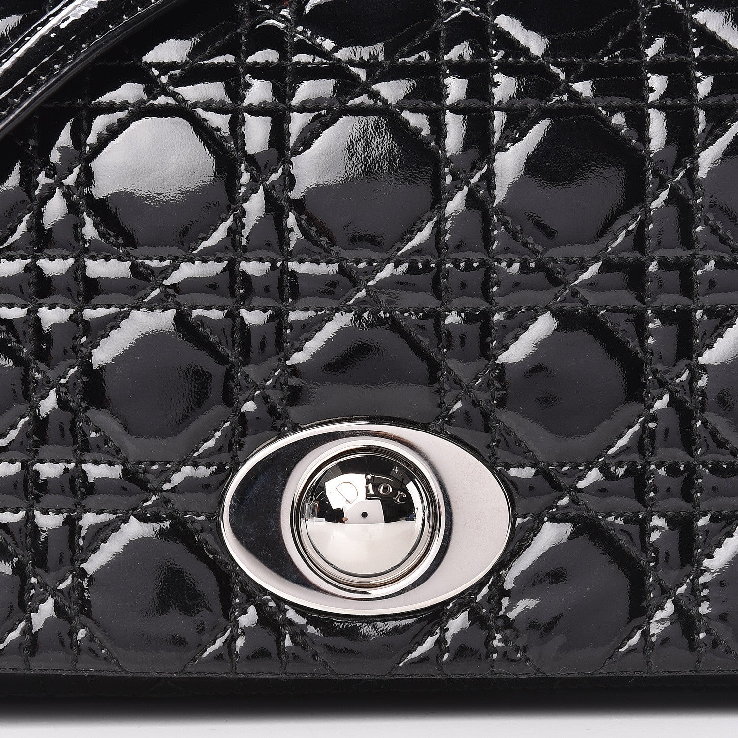 Christian Dior Patent Lambskin Cannage Rendezvous Flap Black 10 of 12