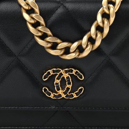 Chanel Lambskin Quilted Chanel 19 Wallet On Chain WOC Black 9 of 15