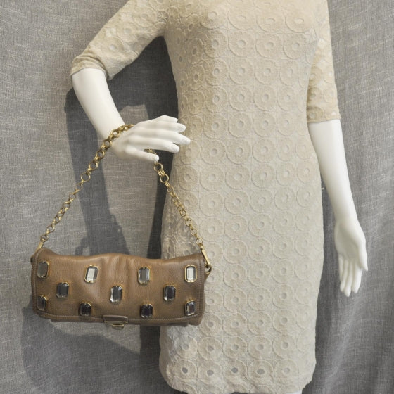 Cervo Pietre Jeweled Shoulder Bag Cammello Sfumato