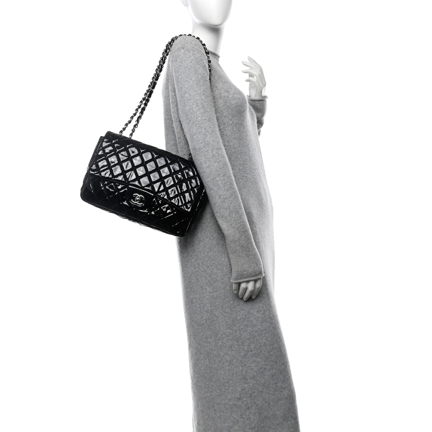 Chanel Patent Quilted Jumbo Single Flap Black 2 of 13