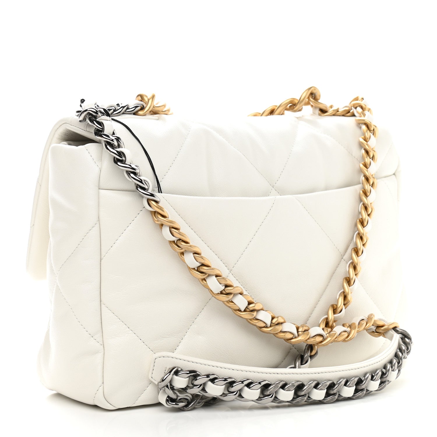 Chanel Goatskin Quilted Large Chanel 19 Flap White 3 of 10