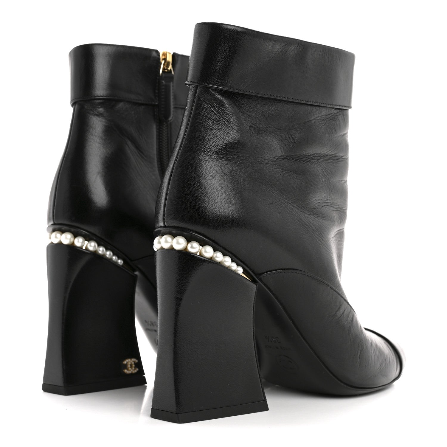Chanel Goatskin Pearl Cap Toe Boots 38.5 Black 5 of 10