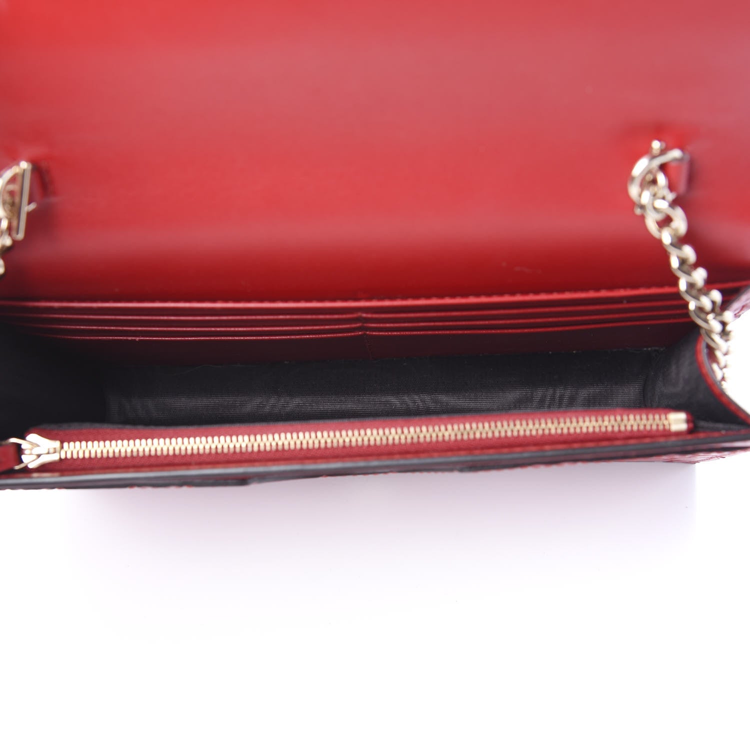 Gucci Guccissima Signature Bowy Chain Wallet Hibiscus Red 4 of 8