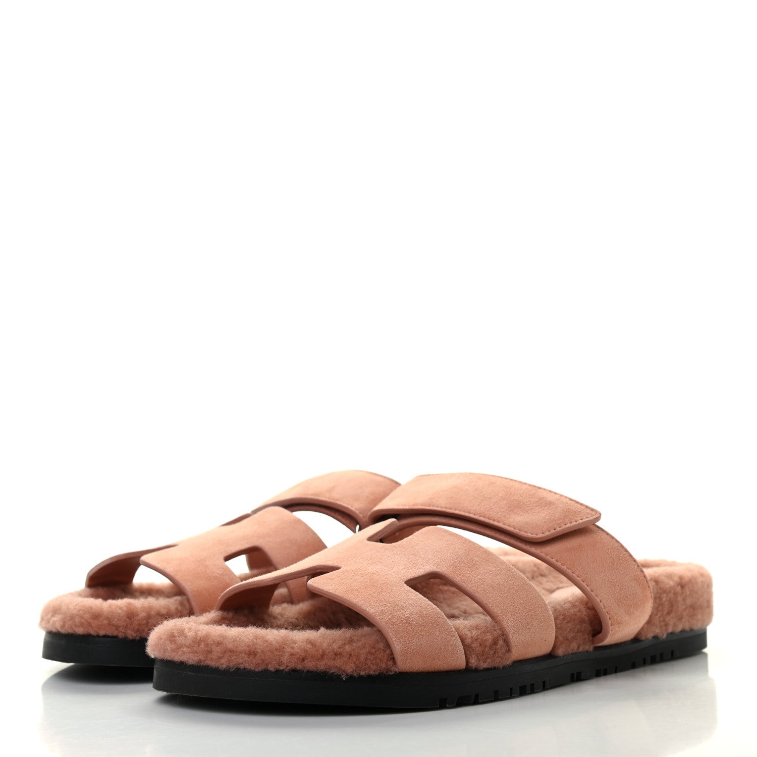 Hermes Suede Goatskin Woolskin Womens Chypre Sandals 39 Rose Aube 3 of 8