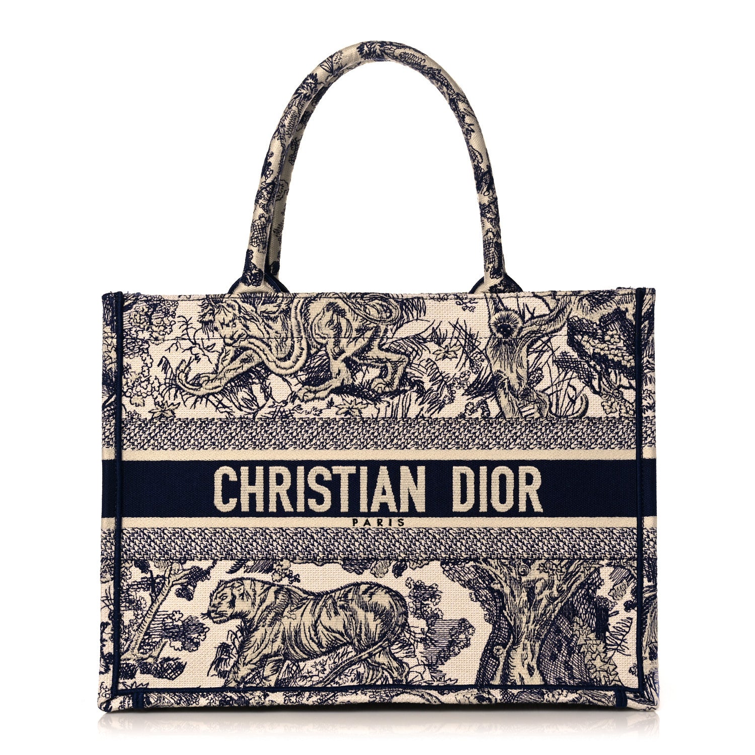 Christian Dior Canvas Embroidered Medium Dioriviera Toile De Jouy Book Tote Blue 1 of 10